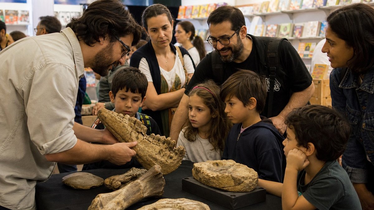 Dinossauros do Brasil entram na Feira do Livro e levam ciência às crianças
