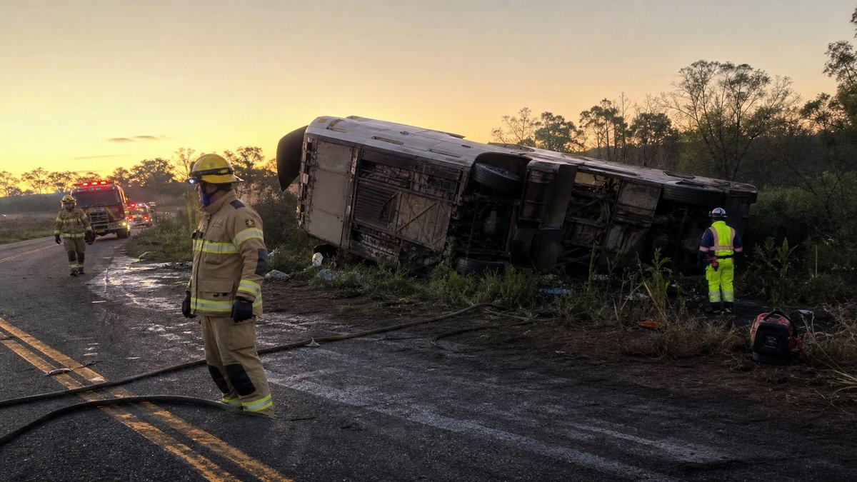 Ônibus com time de basquete capota no Ceará e deixa 7 mortos
